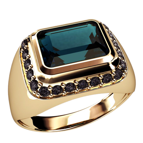 Перстень Витязь с черными бриллиантами - фото